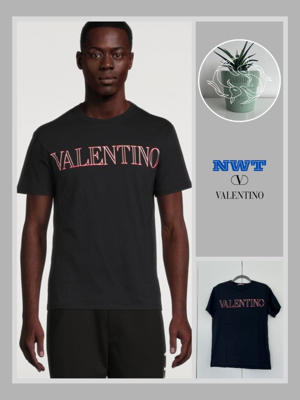 Valentino - Men's Navy Neon Universe Print T-Shirt (M)